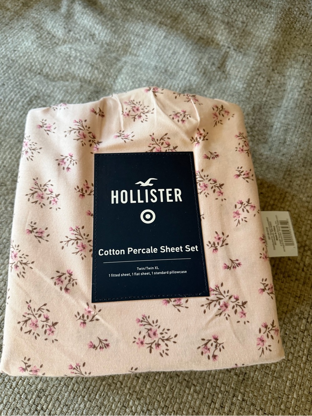 New HOLLISTER TARGET 3 Pc TWIN/TWIN XL Cotton Percale Sheet Set